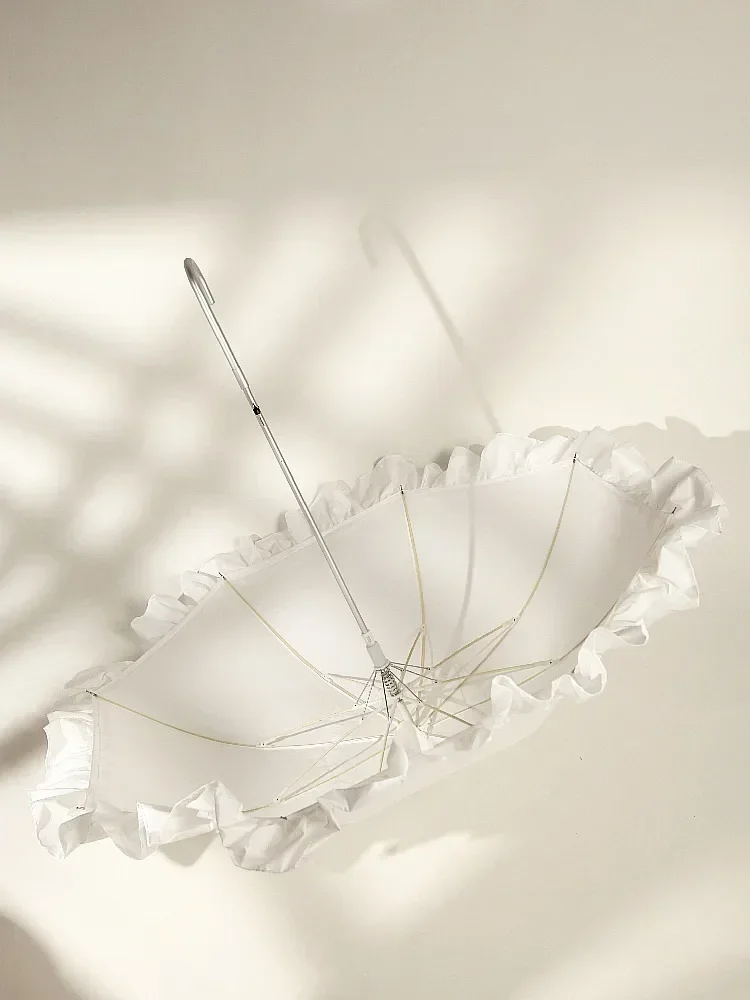 Lace Long Shank Umbrella Curved Handle European-style Vintage Umbrella Arch Princess Straight Stick Photography Household