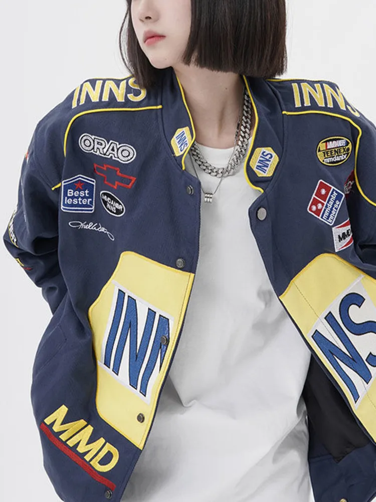 Y2k Racing Jacket Unisex Embroidery Men Women Spring Autumn