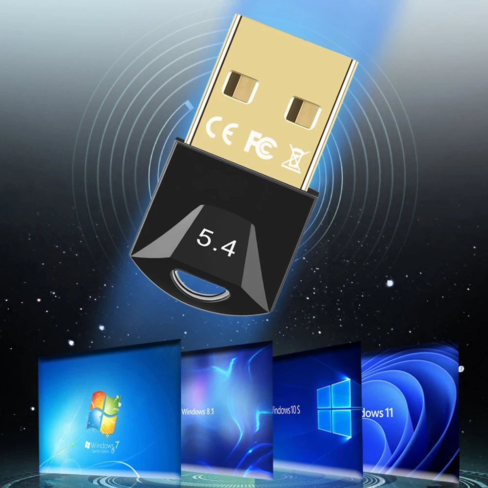 USB 블루투스 호환 5.4 어댑터, 무선 동글 드라이버 프리 지원, 컴퓨터 데스크탑 노트북용, Windows 11, 10/8.1