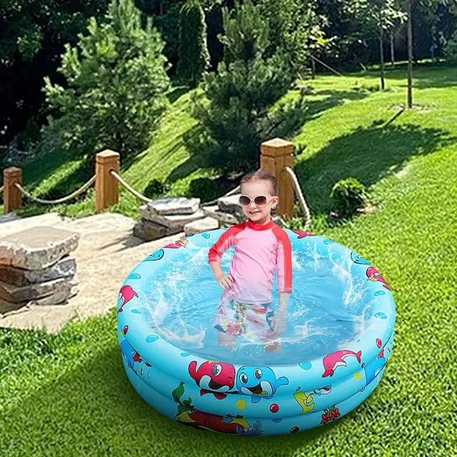 Circular Swimming Pool Kiddie Swimming Pool Three-Layer Kiddie Toddler Outdoor Pool Design Quick Drainage For Girl/Boy Outdoor 2