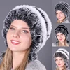 Women Winter Warm Real Rex Rabbit Fur Hat Snow Cap Winter Hats For Women Girls Real Fur Knit Skullies Beanies Natural Fluffy Hat 4
