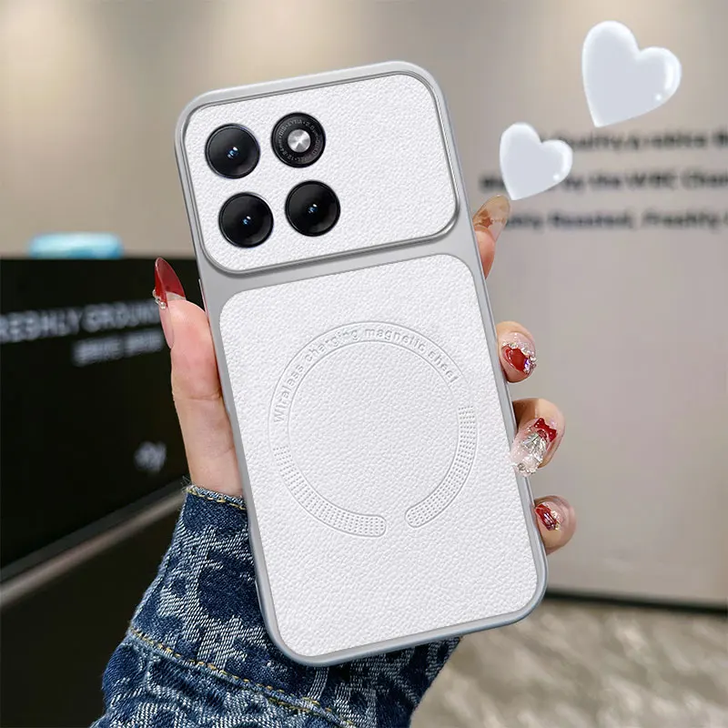 Ultra-Thin Vegan Leather Magnetic Case with Wireless Charging Compatibility