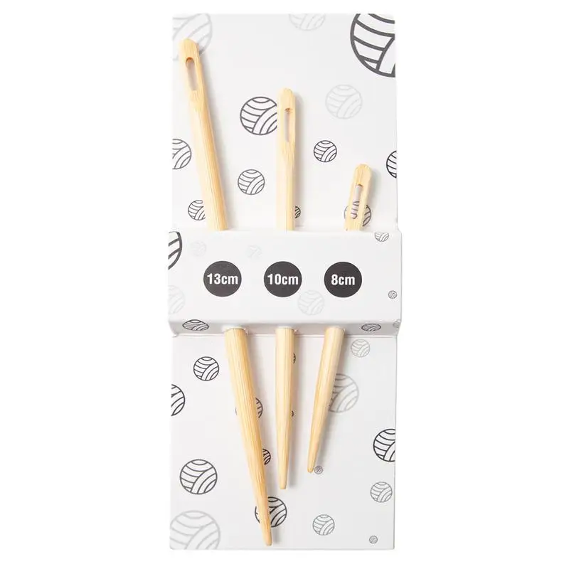 

Bamboo Big Eye Needle 3 Sizes Large Sewing Needle Set Safety Round Knitting For Crochet Projects Weaving Stitching Sewing Needle