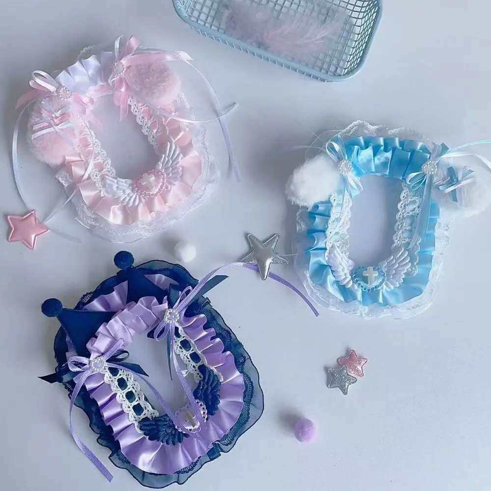 Cute Angel Wings Card Holder Lace Photo Protector Case Anime Pink Bow Photocard Holder