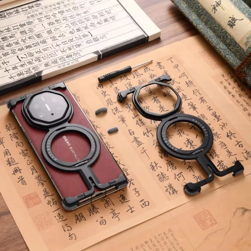 Eary for Huawei Mate XT Phone Case with 360 Rotatable Stand Metal Frameless Magnetic Protective Cover Aluminum Alloy Slim Bumper