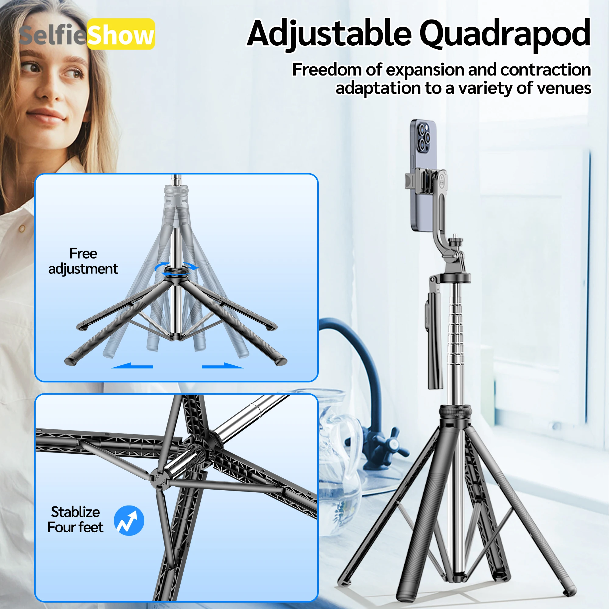 Selfie Stick Magnetico Multifunzionale 4 In 1, Rotazione A 360 Supporto Per Telefono Con Telecomando Wireless Per Iphone E Android Treppiede Per Telefono Per Casa Viaggi E Vlogging 91894549