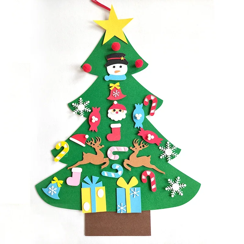 thumbnail image 1 of DIY Felt Christmas Tree Wall Hanging with LED String Lights for Kids Xmas Gifts Merry Christmas Decor Home Party Supplies 2023, 1 of 5