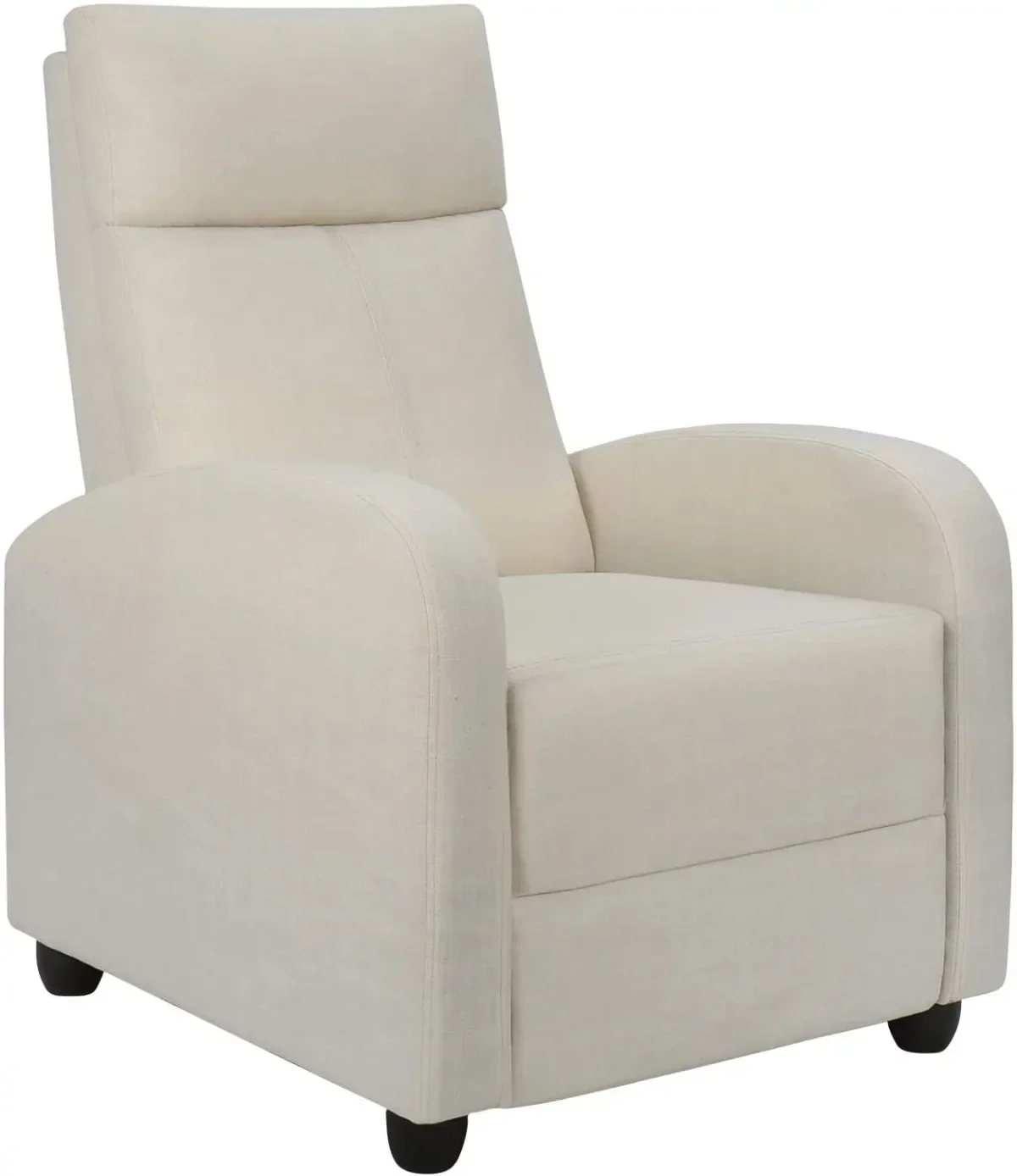 

Padded Push Back Fabric Single Recliner for Living Room, White