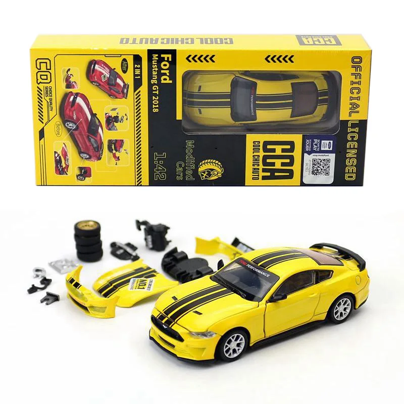 1/42 Ford Mustang GT 2018 Model montażowy samochodu pojazd wyścigowy sportowy z możliwością wymiany pudełek prezent dla nastolatków