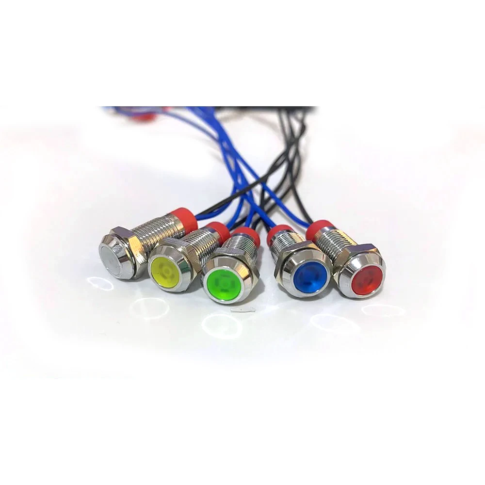 Signal Lamp 6mm 8mm 10mm 12mm 16mm Metal LED Warning indicator light Waterproof IP67 Signal Lamp Pilot Wires switch 3V 5V 12V 220V Red Blue