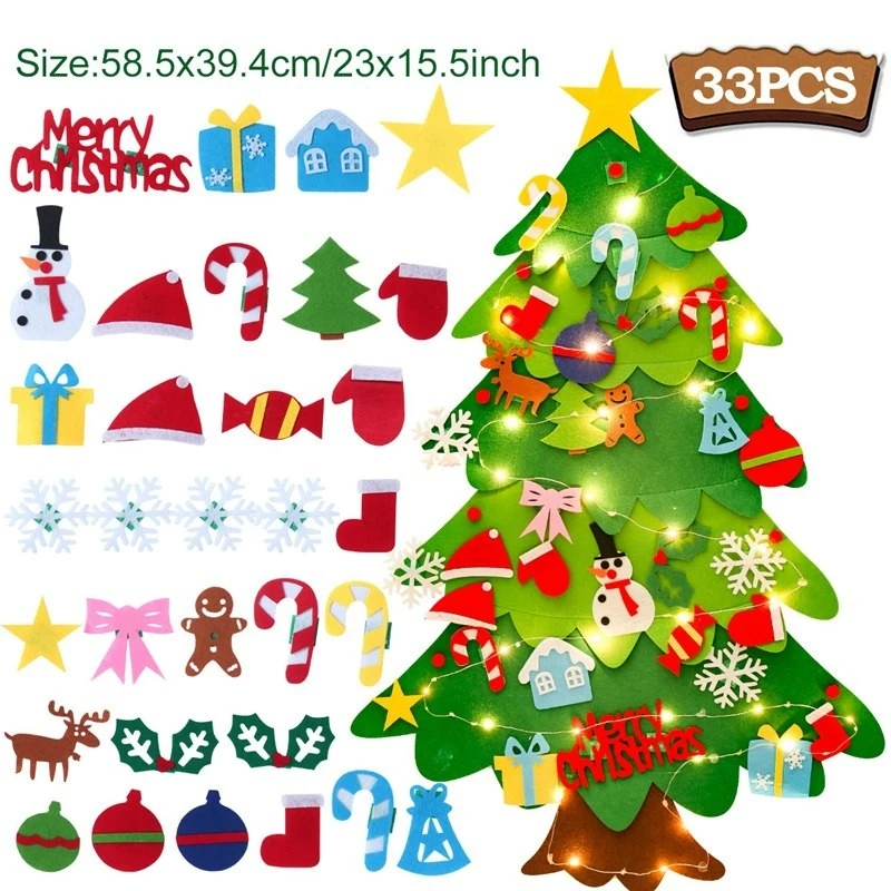 thumbnail image 1 of Árbol de Navidad de fieltro DIY con luz Decoración navideña para el hogar 2024 Adornos navideños Regalos de Navidad Natal Noel Año Nuevo 2025, 1 of 5