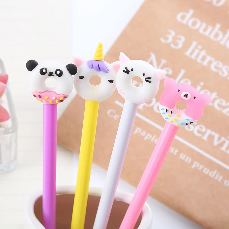 

36 pcs/lot Creative Animal Donuts Gel Pen Cute 0.5mm black ink Signature Pens Office School Writing Supplies gift