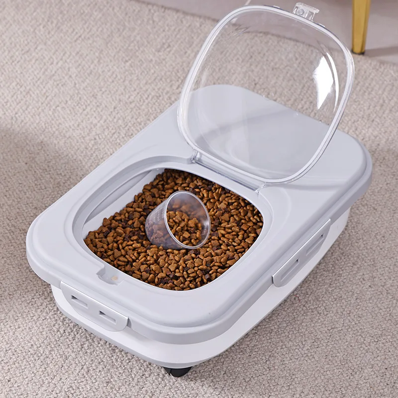 Pet Food Storage Container Large Capacity Foldable Sealing with Clear Lid for Cat Dog