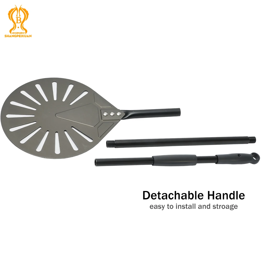 9 inch Pizza Turning Peel Hard Anodized Pizza Shovel Aluminum Alloy Detachable Handle Oven Accessories