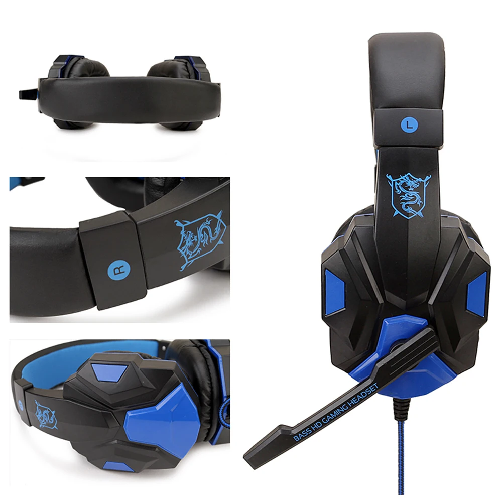 3.5mm 유선 게이밍 헤드폰(마이크 포함) 120 ° PS4, PS5, Xbox, 스마트폰, 노트북용 조절 가능한 PC 베이스 스테레오 게이머 헤드셋