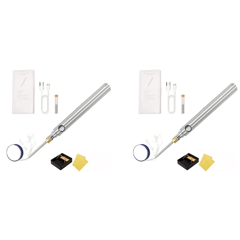 

2X 5V 15W USB Cordless Soldering Iron Kit 1100Mah Wireless Rechargeable Battery Powered, Charging Welding Repair Tool