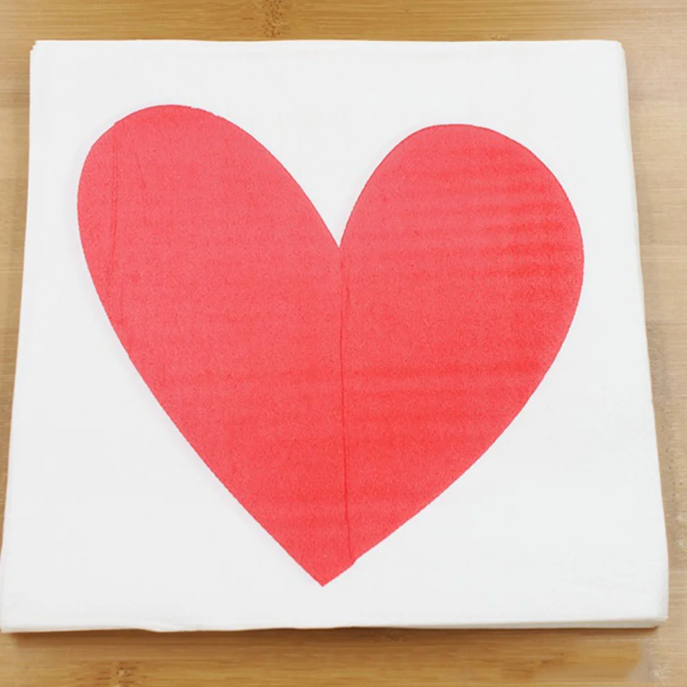 40pcs Red Love Heart Wedding Table Decor Valentines Day Napkins Decorative Wedding Napkins Party Tissue Dinner Napkins