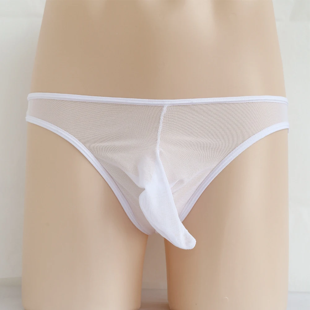 

Men Bulge Pouch Underwear Ultra Thin Sheer Seamless Thong Breathable Gay Temptatio JJ Sleeve Elephant Trunk Panties Briefs