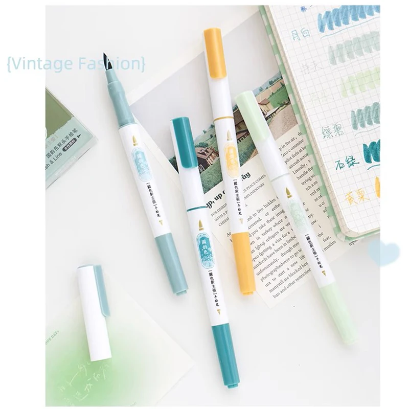 Dual Tip Brush Pens Highlighter Markers 0.5mm Fine Liners & Brush Tip Art  Pen Set - AliExpress