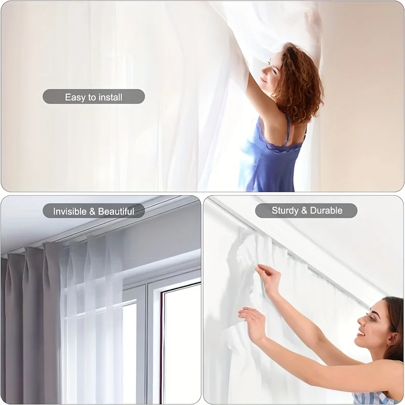 50pcs Curtain Track Rollers with Lockable Hooks, Easy Glide Curtain Hangers with Large Opening for Effortless Curtain