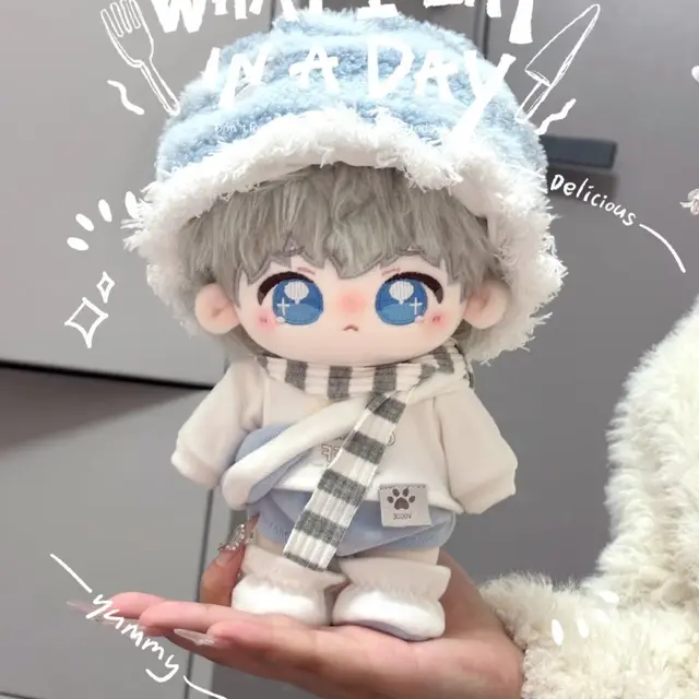 Ensemble de vêtements de poupée en coton Kawaii, mignon, adapté au jouet en peluche en coton de 10cm/20cm, ensemble de vêtements de remplacement 1