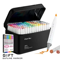 48/60/80/120 цветов, кисть с двойным наконечником и долото, перманентные художественные маркеры с базовыми и контурными маркерами, набор принадлежностей для рисования, многоразового использования