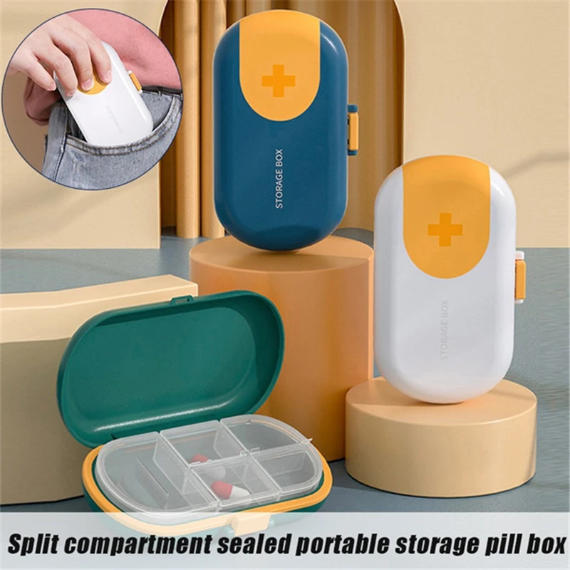 

3Colors Travel Medicine Storage Box Sub-packing Box with Lid Compartment Sealed Medicine Box Convenient Portable Medicine Box