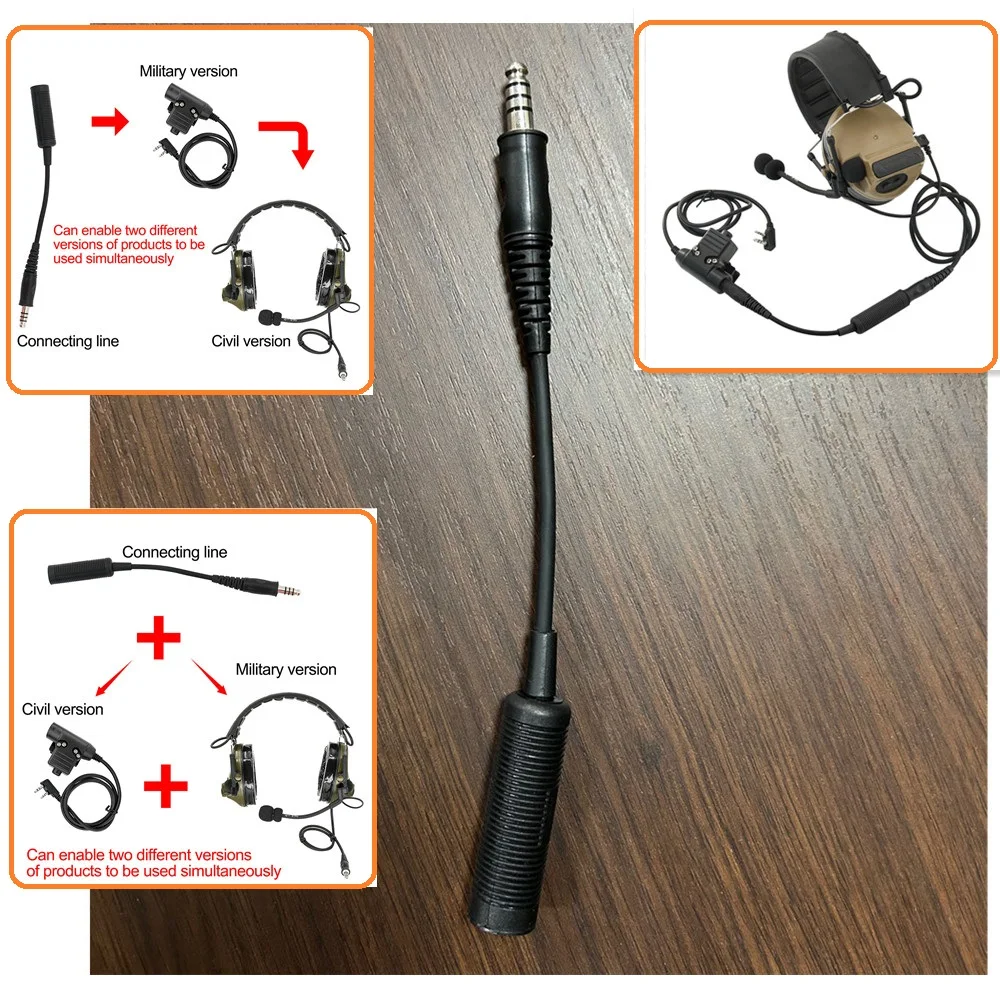 U-174 NATO/Military To Civilian Tactical Headset PTT Adapter Cable, for PTT Connection To The Original Military-defined Headset quick disconnect qd to 2 5mm telephone headset adapter cable coiled headset to cisco linksys spa polycom grandstream panasonic