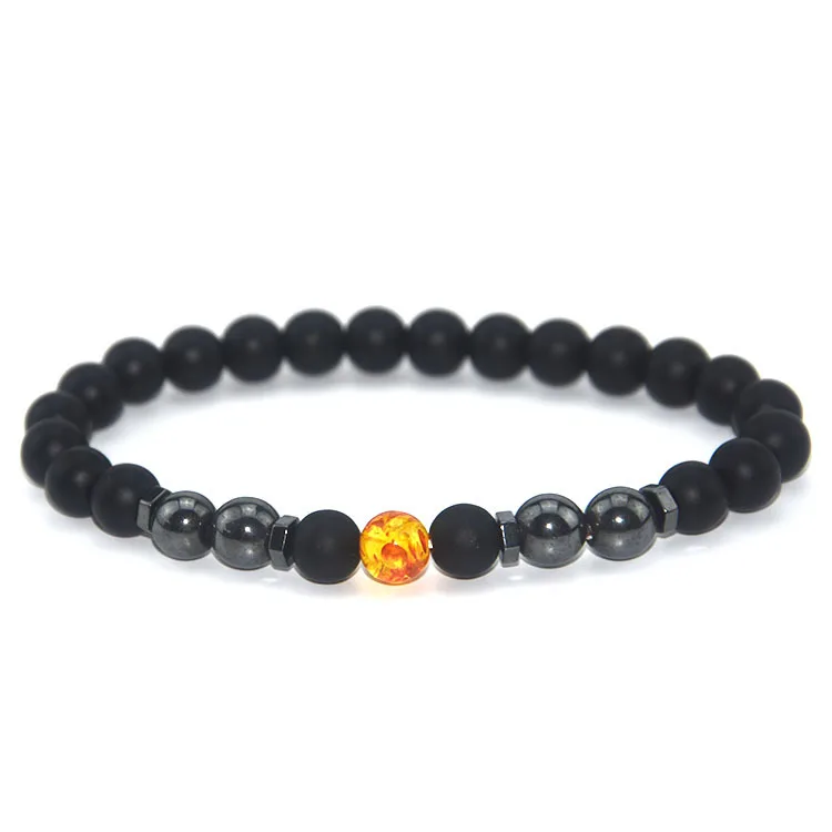 Bracciale o cavigliera da uomo con pietre curative in ematite/magnetite, ossidiana arcobaleno e agata con energia curativa positiva! - Italia