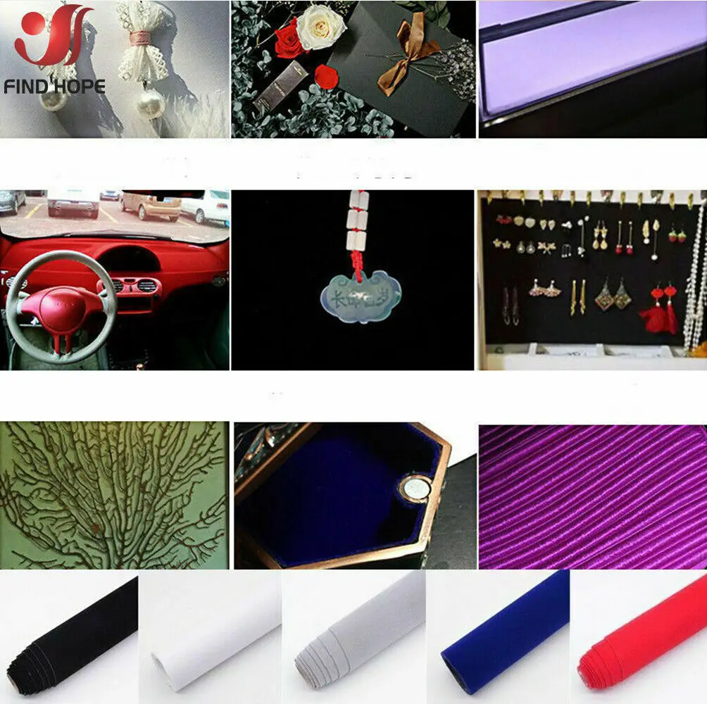 Description Picture 4 of item20/40 x 145cm Self-adhesive Velvet Flock Liner Jewelry Contact Paper Craft Fabric Sticker MultiColor