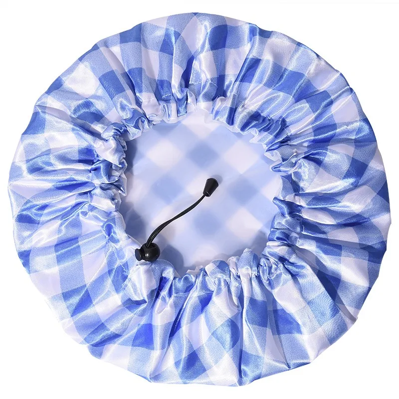 Shower Caps Reusable Waterproof Bath Cap Extra Large Shower Cap Double Layer with PEVA Lining Adjustable Elastic Band