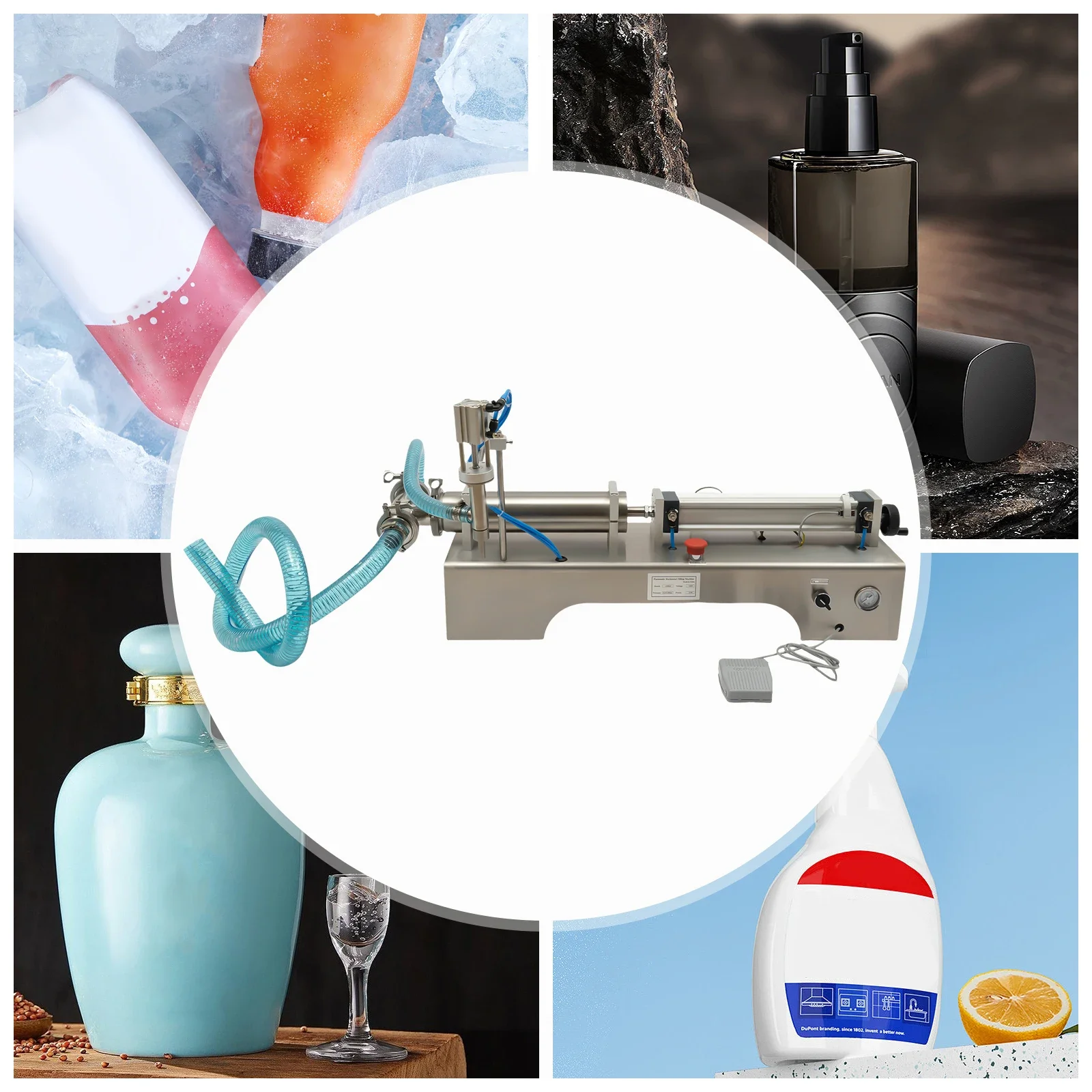 100-1000ML Automatische Selbstansaugende Pneumatische Flüssigkeitsabfüllmaschine aus 304 Edelstahl für Honig, Creme, Kosmetik und Pasten – Detail 11