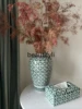 Hand-painted green glaze blue and white porcelain vase, tissue box 0442 1