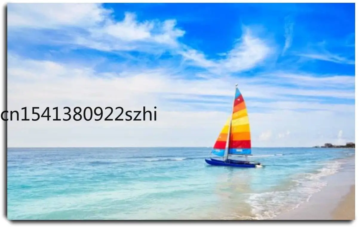 Canvas Print Pictures Wall Art Painting Florida Fort Myers Beach Sailboat Framed &amp Stretched Posters Ready to Hang Home Decor | Дом и сад