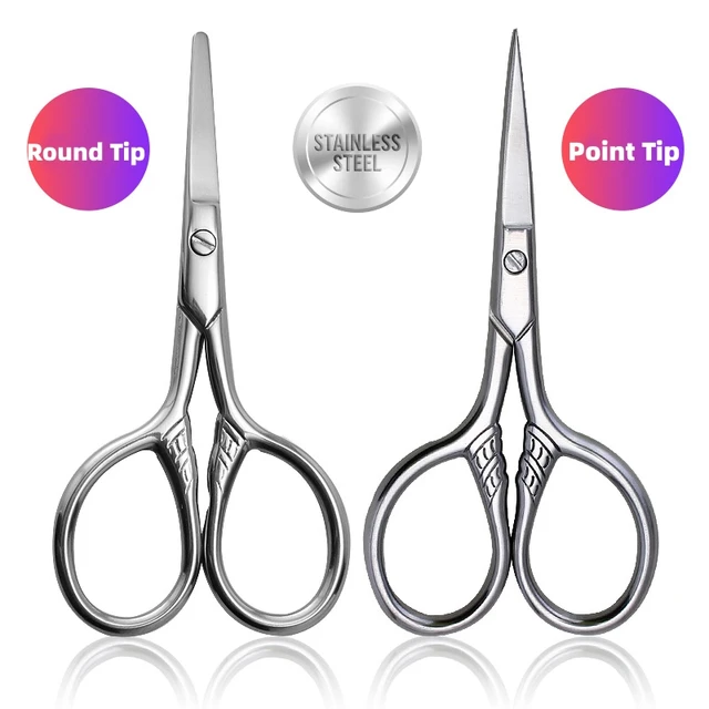 Stainless Steel Beauty Scissors Round Head Nose Hair Scissors High-end  Eyebrow Scissors Beauty Scissors Set