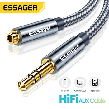 Essager-헤드폰 연장 케이블 잭 3.5mm 오디오 Aux 케이블 이어폰 어댑터용, 3.5mm 암 분배기 스피커 연장 코드