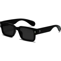 Square Chunky Sunglasses for Women & Men, Trendy Rectangle Shades with UV400 Protection (Black)