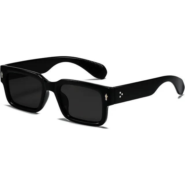 Square Chunky Sunglasses for Women & Men, Trendy Rectangle Shades with UV400 Protection (Black)