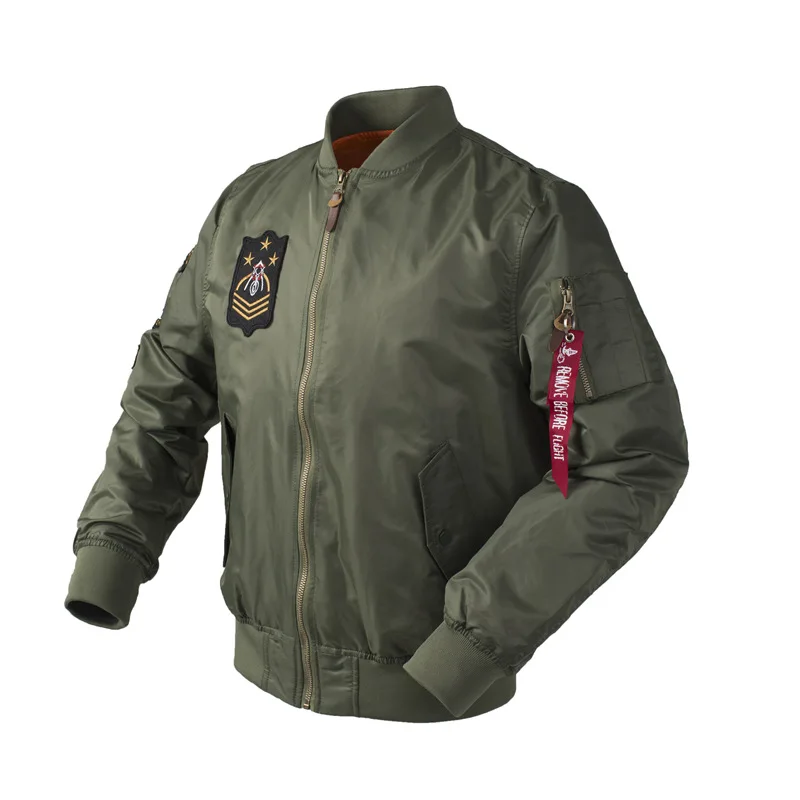 

Bomber Jacket Men Spring Autumn Outdoor Fashion Baseball Uniform Air Force Pilot Jacket Badge Jaqueta Masculina Flight Coat Men