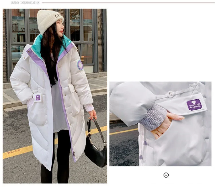 Oversized Winter Hooded Parker Women Down Jacket 2026 New Thicken Cotton Padded Coat Fashion Long Overcoat Female Warm Parkas