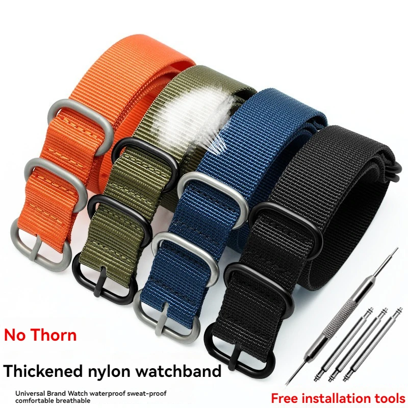 Tactical Green Black Nylon Military Strap - Waterproof Replacement Band