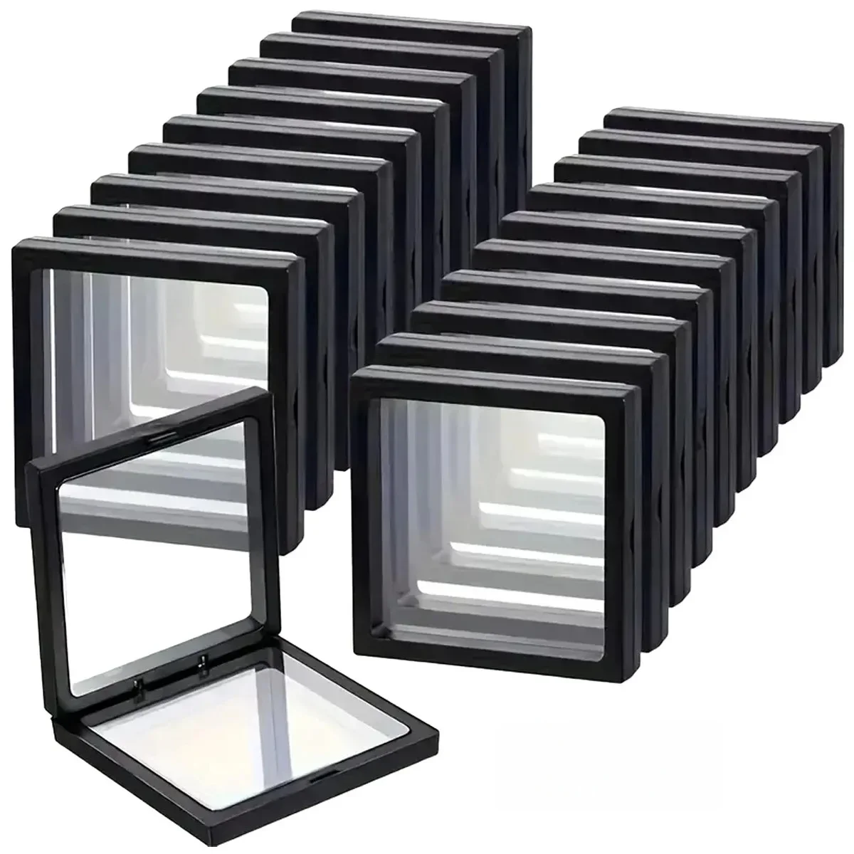 Transparent floating display box, plastic film jewelry packaging box, jewelry, necklace, ring, and collectible storage box