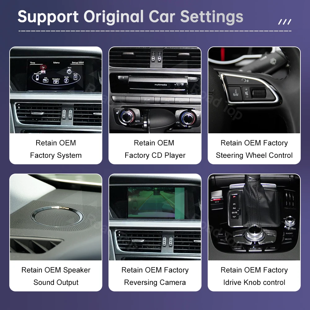 Pantalla Linux Multimedia de Radio superior de carretera para Audi A4 A5 2009-2015 inalámbrico CarPlay Android Auto Airplay función de reproductor de coche 5