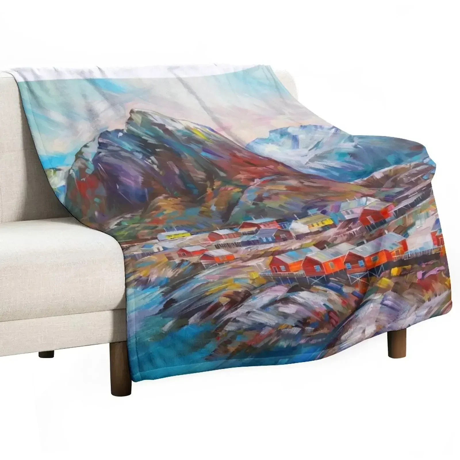 

Copy of Lofoten Islands / Norway - Lofoten landscape Throw Blanket Heavy Summer Decoratives Flannel Fabric Blankets