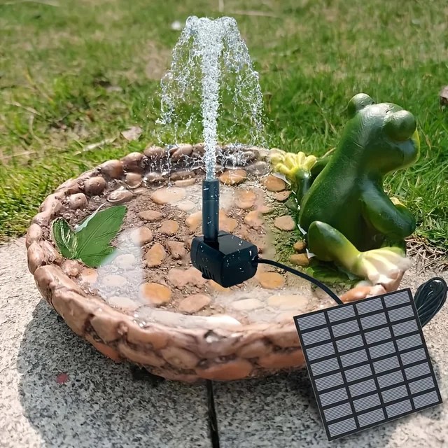 Fontaine solaire avec 6 buses, pompe à eau flottante à panneau solaire 1.4W pour bains d'oiseaux, piscines, jardin, décoration de cour cascade DIY 1