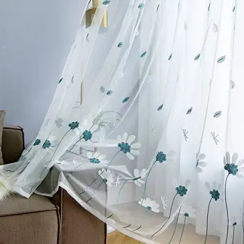 Tenda di garza con ricamo fresco piccolo fiore coreano per camera da letto e soggiorno 1 pezzo 1