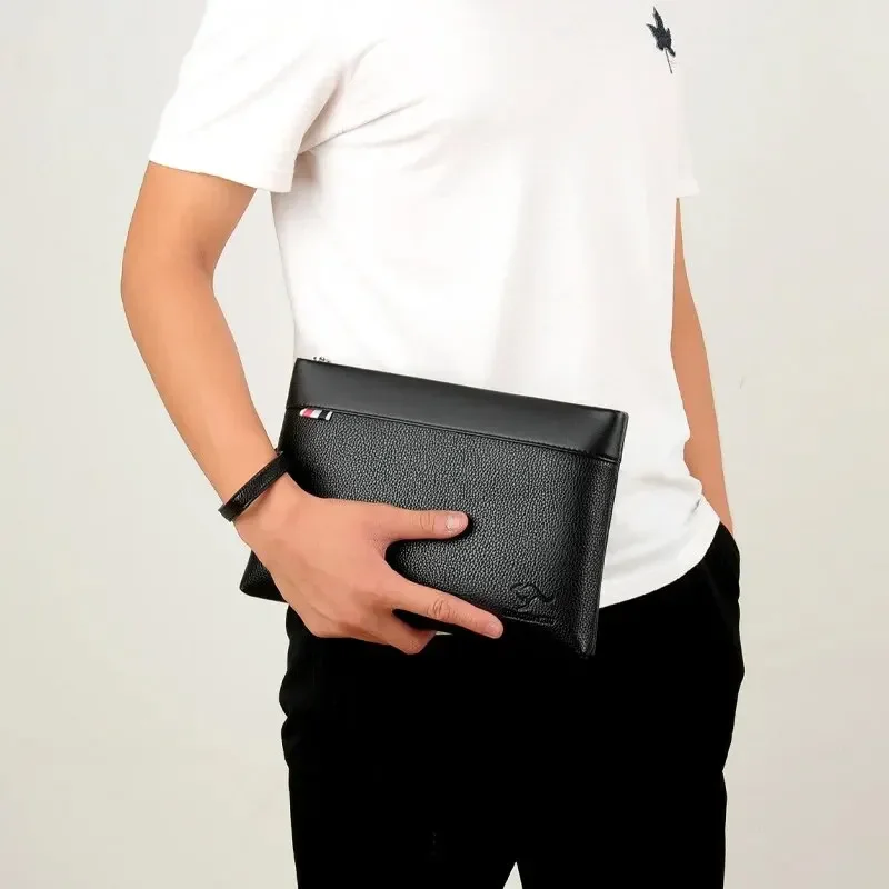 Large Capacity Leather Clutch Bag for Men, Luxury Handbag for Phone, Famous Brand Pouch for Boy, Wallet, Designer, 2024 2