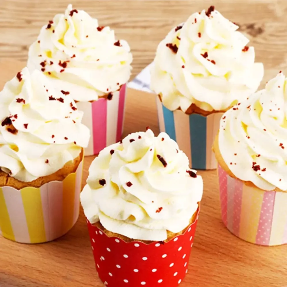 50pcs Stripe Cupcake Paper Cup Greaseproof Cupcake Wrapper Paper Muffin Cupcake Baking Cup Cupcake For  Party