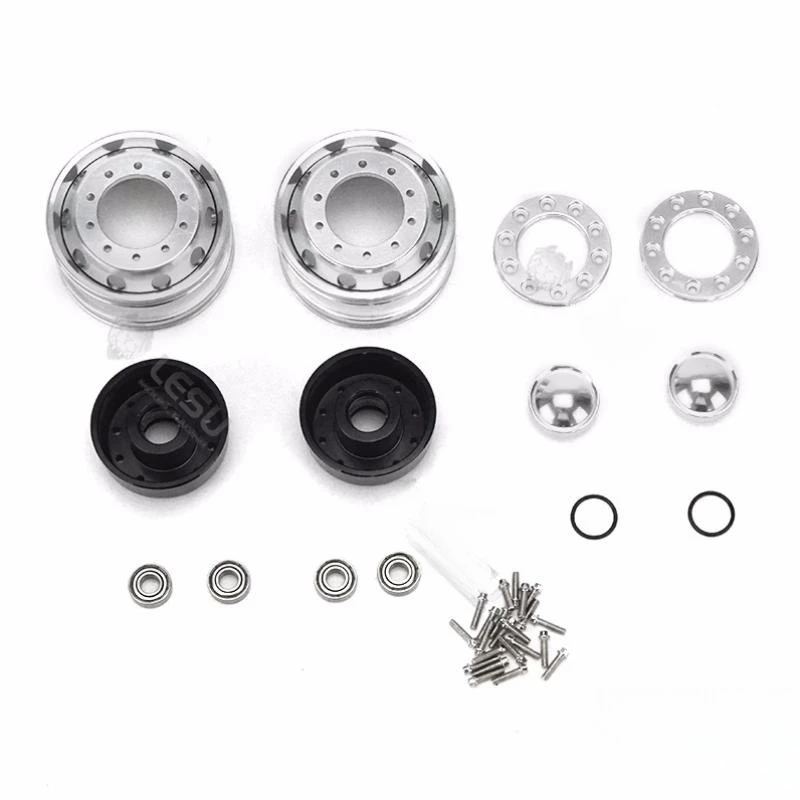 

Full Metal Widen Tires Front Wheels Hub (Bearing/Hex) for 1/14 Tamiya Tractor 56360 FH12 FH16 Globetrotter 750 6×4 Timber Truck
