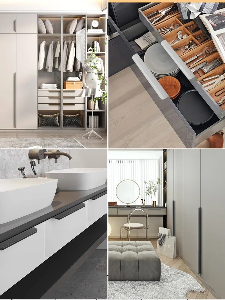 Hidden Handles Invisible Door Handle Aluminum Alloy Long Kitchen Cabinet Pulls Wardrobe Door Knob and Handle Hardware